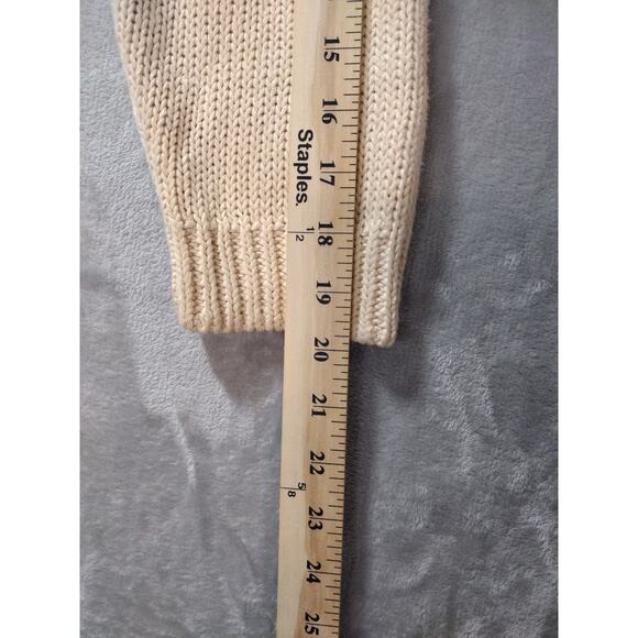 Vintage Mixed Blues Shepherds Sweater Cream Cotton Blend M Cable Jacquard Knit - Picture 7 of 10